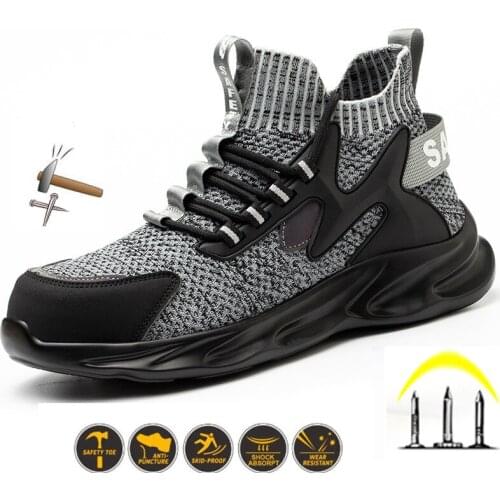 Men Safety Shoes with Metal Toe Indestructible Ryder Shoe Work Boots with Steel Toe Waterproof Breathable Sneakers Work Shoes