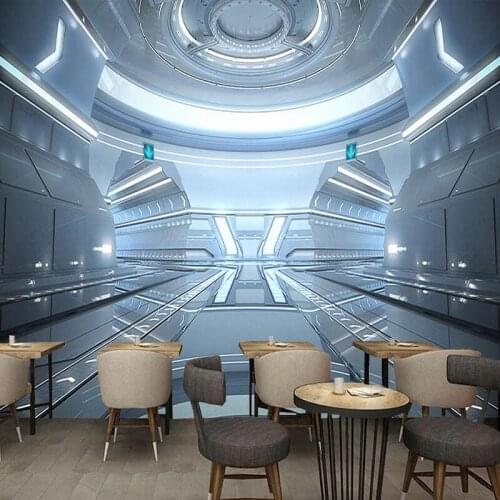 Custom Mural Wallpaper 3D Stereo Science Fiction Space Laboratory Wall Painting Restaurant Cafe KTV Bar Creative Wall Papers 3 D