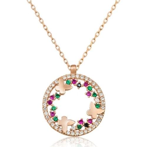 Real Silver 925 Jewelry Silver Butterfly Valley Lady Necklace