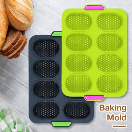 New Magic Non Stick Baking Mold Food Grade Silicone French Perforated Bread Hamburger Cake Molds Baking Perfored Pan Kitchen