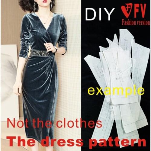 New style V-neck waist slimming dress pattern clothing cutting pattern drawing 1:1 physical pattern BLQ-457