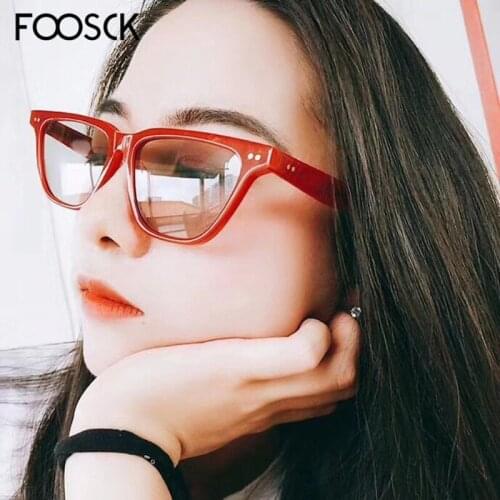 FOOSCK Sexy Women Brand Vintage Frame Tint Red Clear Yellow Colorful Shade Lens Sun Glasses oculos de sol UV400