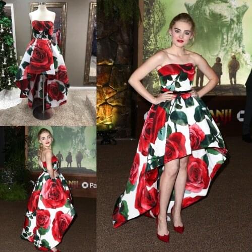 Floral Print Roses Prom Dresses 2019 Hi Lo Ball Gown vestidos de fiesta largos elegantes de gala High Low Homecoming Dress