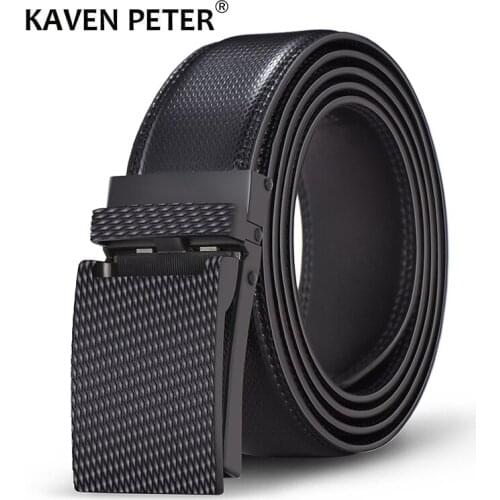 Genuine Leather Belts For Men High Quality Black Color Metal Automatic Buckle Strap Male Jeans For Worker