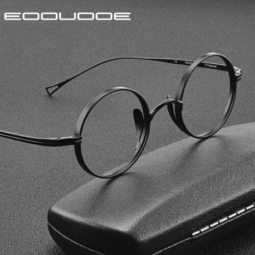 Luxury Vintage Titanium Round Glasses Frame Men Women Myopia Optical Prescription Eyeglasses Frame Brand Designer Eyewear Frames