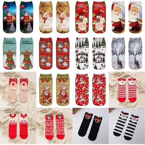 25 Styles Christmas Stockings Fabric Santa Claus Sock Gift Kids Candy Bag Snowman Deer Pocket Hanging Xmas Tree Ornament