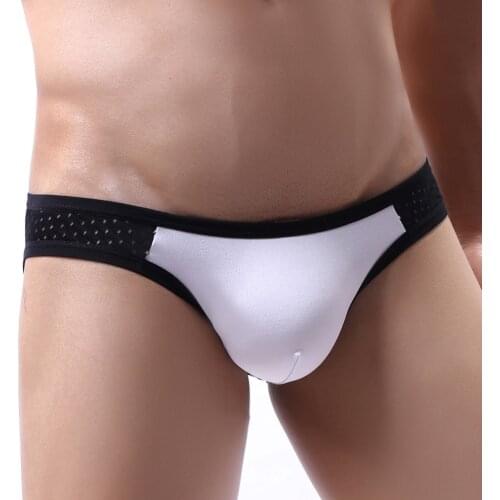 Sexy Mens Underwear Briefs Mesh Patchwork calzoncillos hombre slips Cuecas Gay Penis Pouch Mens Brief Bikini