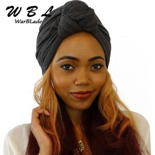 New Fashion Girls Cotton Turban Hat Solid Color Women African Twist Headwrap Ladies Head Wraps Arab India Bonnet Hat Hijabs Cap