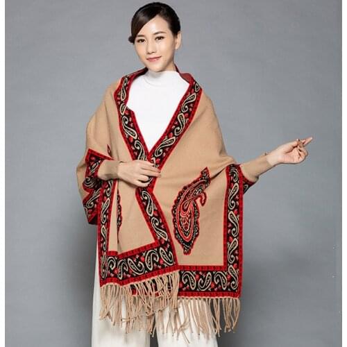 2020 Oversize Out Wear Scarf Winter Knitted Poncho Women Solid Design Cloak Female Long Batwing Sleeves Coat Vintage Shawl