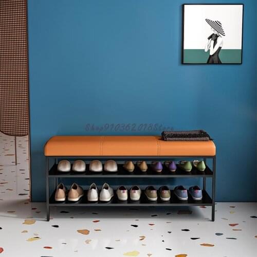 Italian style shoe changing stool home entrance shoe stool clothing store wrought iron bench storage stool creative shoe cabinet