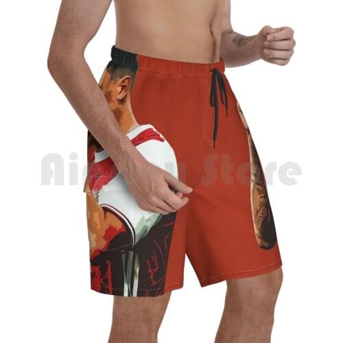 Hector Bellerin Beach Shorts Men Beach Pants Swim Trunks Hector Bellerin Red White Football Soccer Gunners Players