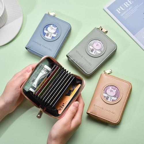 Card Bag Womens Cartoon Cute Small Ultra-thin Large Capacity Anti Degaussing Anti-theft Brush Credit Card Clip Zero Wallet