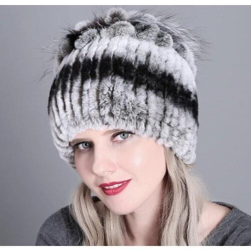 Women Winter Faux Fur Thickened Hat Outdoor Cold-proof Warm Knitting Beanie Beanies Hat Winter Warm Cap