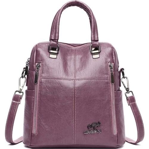 3-in-1 Women Backpacks Vintage Female Shoulder Bags Soft Leather Backpack Ladies Travel Back Pack Luxury Bags for Girls Mochila