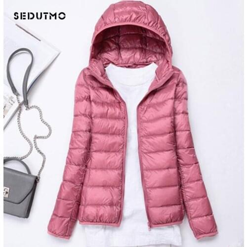 SEDUTMO Spring Ultra Light Duck Down Jackets Women Winter Plus Size 3XL Coat Hooded Short Slim Puffer Jacket ED229
