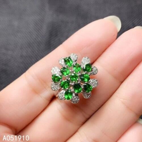KJJEAXCMY boutique jewelry 925 sterling silver inlaid Natural Diopside gemstone female ring support detection classic