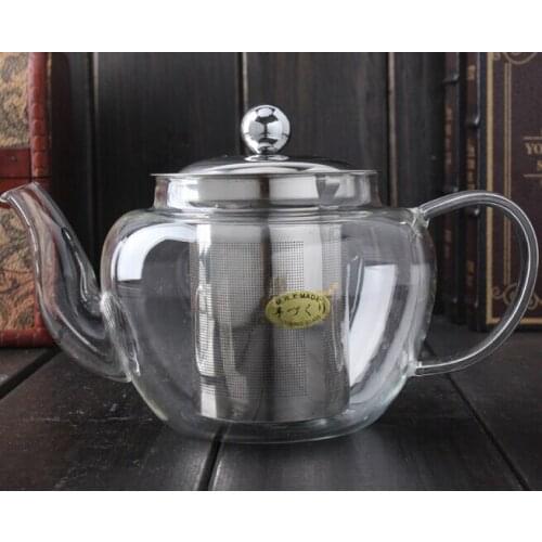 1PC 600ml Apple Shape Glass Teapot Elegant Cup Glass Tea Set Flower Tea Cup Stainless Steel Filter Glass Teapot JN 1016