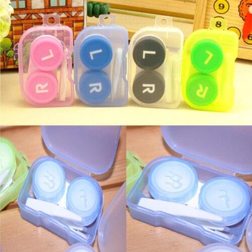 1pc Easy Carry Mini Travel Kit Pocket Contact Lens Case Eye Plastic Container Holder Tweezers + Stick connection + lens holder