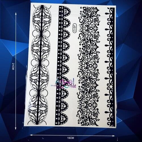 1PC Black Ink Henna Disposable Temporary Tattoo Body Art Health Nontoxic Tattoo Stickers ABJ012 Lace Jewel Designs tatouage taty