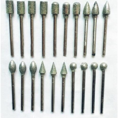 20pcs 3mmx6mm abrasive diamond polishing grinding wheel diamond burs bit dremel diamond tools disc file for granite stone glass