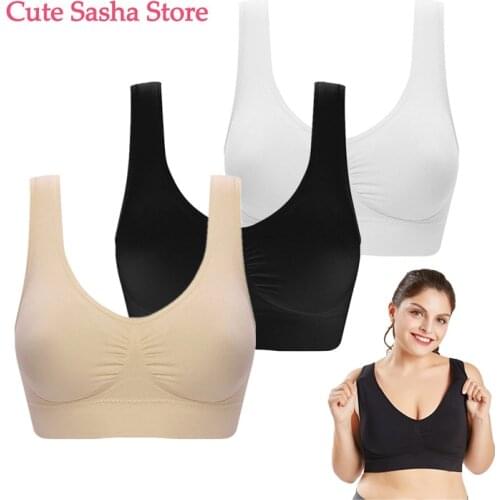3PCS/1PC Plus Size Active Bra For Women Seamless Bra With Pads Big Size 5XL 6XL Bralette Push Up Brassiere Vest Wireless