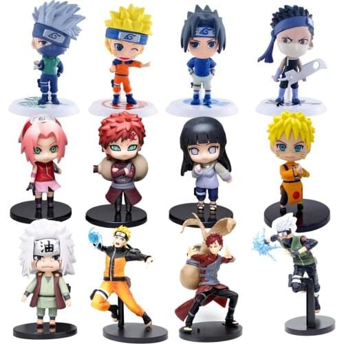 Q Version Anime Figure Naruto Figures Action Uzumaki Kakashi Gaara PVC Model Doll Character Cartoon Kawaii Boys Kids Toys Gifts