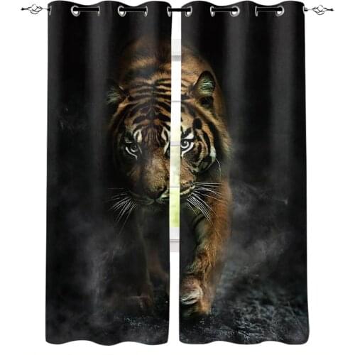 Bengal Tiger Smoky Tiger Black Blackout Curtains For Living Room Window Curtains For Bedroom Kitchen Curtains Drapes Blinds