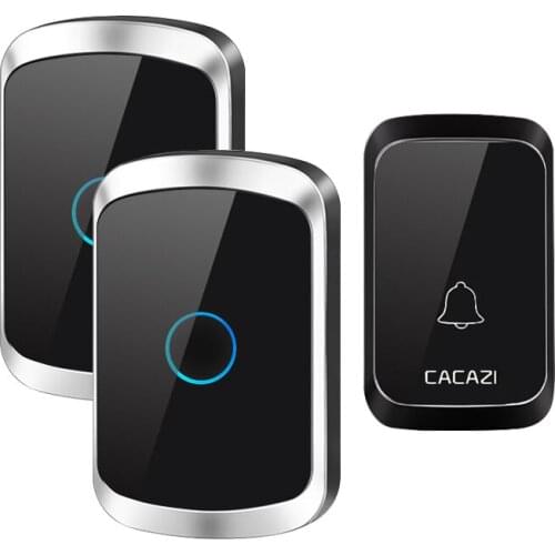 Wireless Doorbell Waterproof 1 2 Button 1 2 3 Receiver 300M Remote LED Light Calling Chime Home Door Bells Black