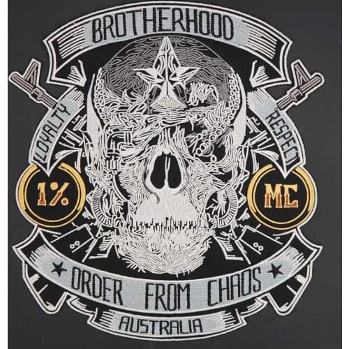 BROTHERHOOD ORDER FROM CHAOS Large Embroidered Sewing Label Punk Biker Patches Clothes Stickers Apparel Accessories Badge