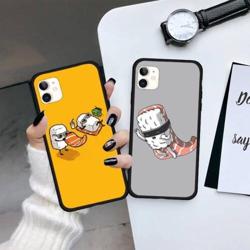 Sushi food Cartoons Phone Case for iPhone 11 12 mini pro XS MAX 8 7 6 6S Plus X 5S SE 2020 XR