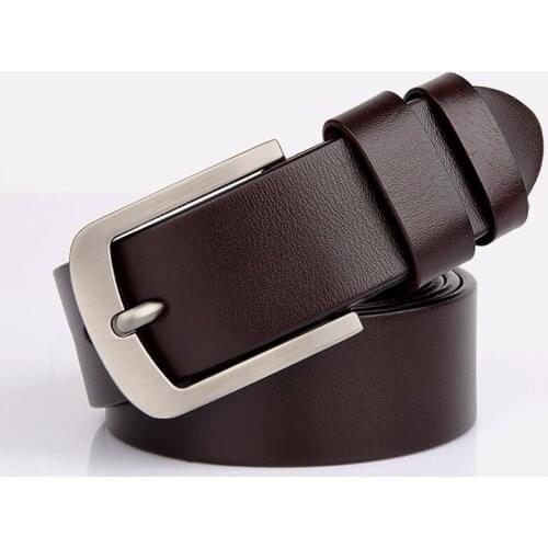 Designer high quality luxury brand 100% full gain real cowskin genuine leather silver square buckle belts gifts for fathers day