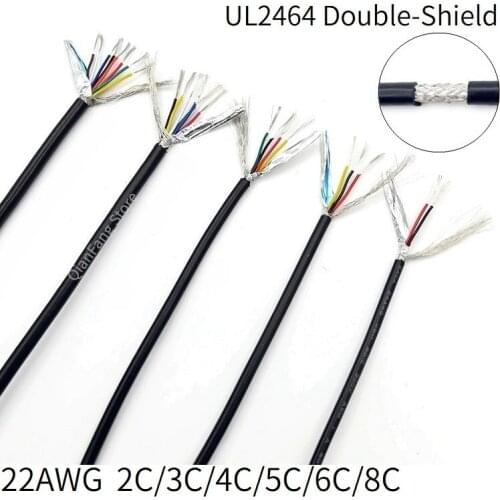 5M 22AWG Shielded Wire Signal Cable 2 3 4 5 Core PVC Insulated Channel Audio Headphone Copper Control Sheathed Wire UL2464