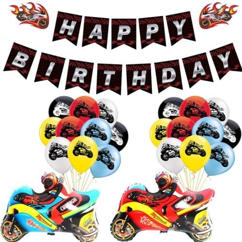 Motorcycle Racing Flag Balloon Checkered Race Cars Banners Happy Birthday Party Kids Adult Game Toy Decoration Motorbike Ballons