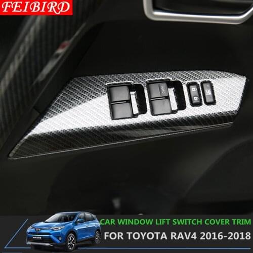 Inside Door Handle Panel Surround Window Lift Switch Cover Kit Trim Accessories For Toyota Rav4 Rav 4 2016 2017 2018