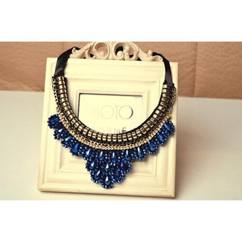 Colorful Chokers False Collar Necklaces Brilliant Jewelry Women,New Arrival 2014 False Collar Necklace Black and Blue