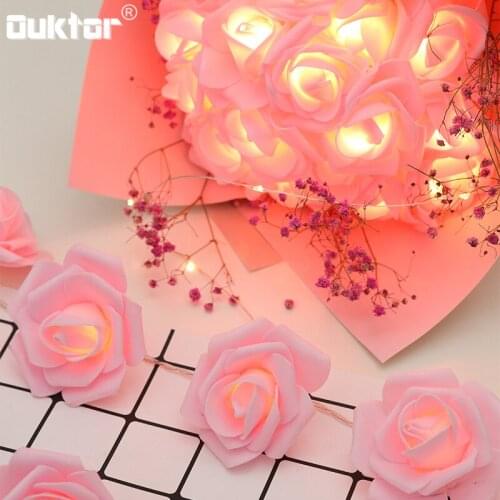 HOT SALE LED Rose Flower Christmas Led Fairy Garlands String Lights For Valentine Wedding Holiday Decoration LED Lamp