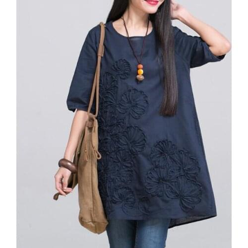 Fashion Spring Summer Pregnancy Clothing Plus Size O-neck Embroidered Maternity Dresses Linen Clothes for Pregnant dresses