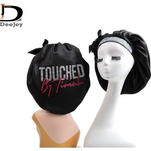 Best Selling Customize Satin Rhinestone Bling Bonnet Wholesale Custom Designer Hair Bonnets