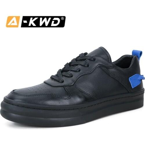 Casual Black White Mens Leather Shoes Tenis Academia Fashion Autumn Breathable Mans Shoes New Man Shoes Leather Genuine Trainers
