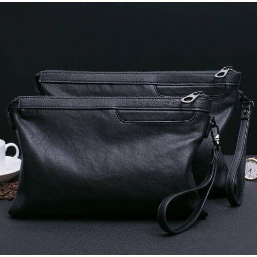 Real sheepskin mens clutch bags brand design soft genuine leather business wallet large capacity day clutches casual phone bag