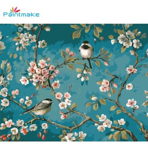 Paintmake Flowers DIY Painting By Numbers Drawing Kits bird Oil hand Painted On Canvas For Home decor Art gifts G435