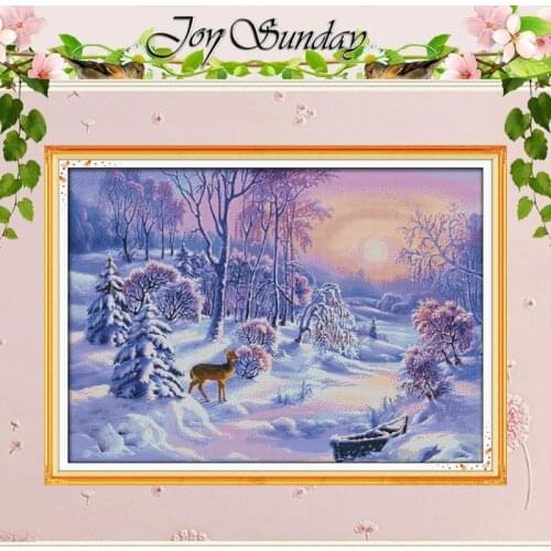 The Forest Snow Counted Cross Stitch 11CT 14CT Cross Stitch Sets Wholesale Scenery Cross-stitch Kits Embroidery Needlework