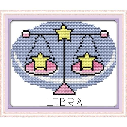 Libra cross stitch kit 12 constellation cartoon Aida count 18ct 14ct 11ct print embroidery DIY handmade needlework supply