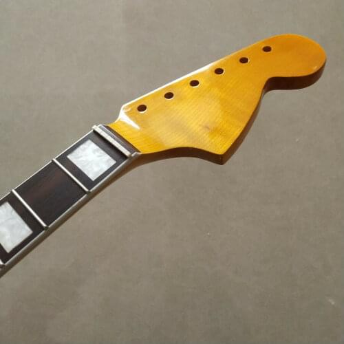 Yellow Maple Vintage Electric Guitar Neck 21 fret Rosewood block Inlay DIY parts