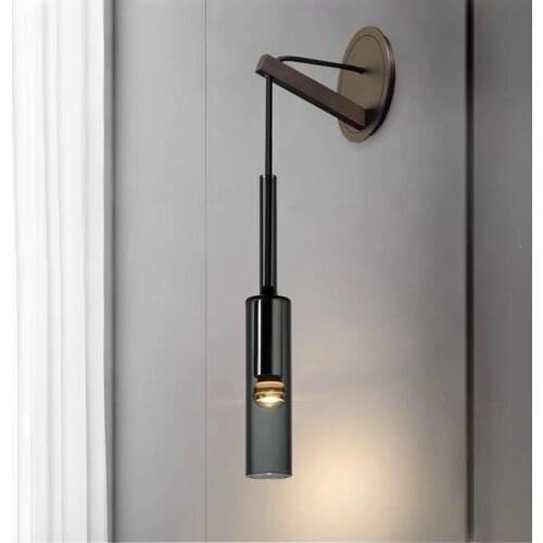 Nordic Modern Wall Lamp Loft Copper Crystal Creative Glass Bottle Design Parlor Bedroom Bedside Studio LED Wall Sconce Fixtures