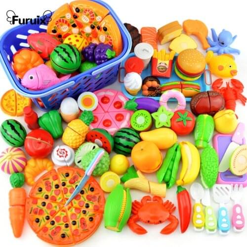 New Pretend Play Plastic Food Toy Cutting Fruit Vegetable Food Pretend Play Children Toys Simulation Kitchen Cooking Utensils