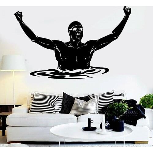 Swimming Wall Decal Sport Bedroom Home Interior Decor Swimmer Vinyl Wall Stickers Fitness Centre Window Wall Art Decoration Z585