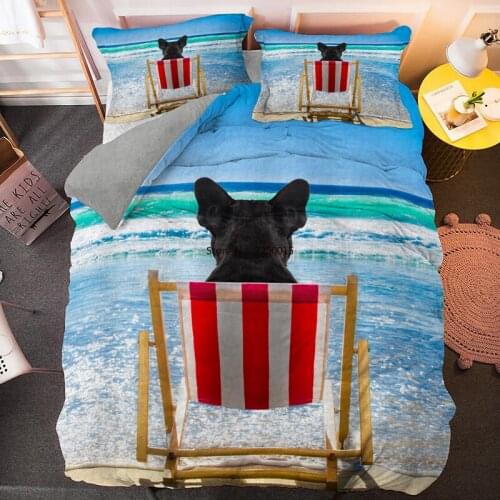 Bulldog Bedding Pet Animal Dog Duvet Cover for Kids Adult Bedroom Adornment Bedclothes with Pillowcase Quilt Comforter Covers