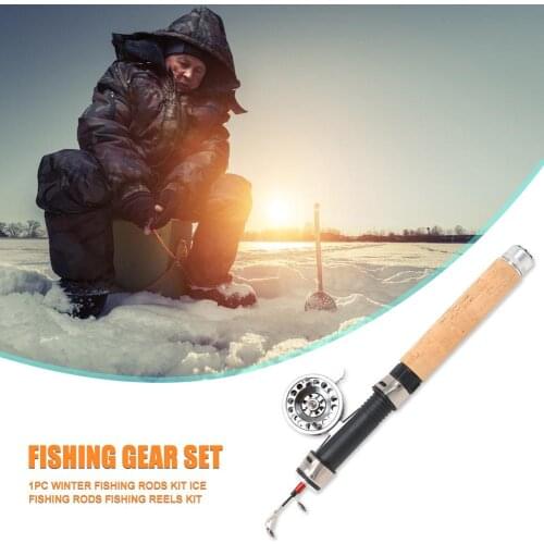 Durable Rod Combo Portable Delicate Design Winter Ice Fishing Rod Reel Combo Telescopic Fishing Pole All Metal Reel Set