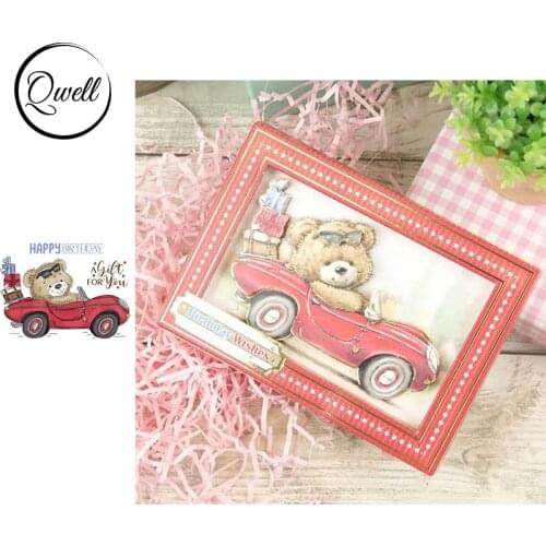 QWELL Cute Animal Little Bear Car Clear Stamps for Scrapbooking and Card Making Paper Craft 2020 New Transparent Silicone